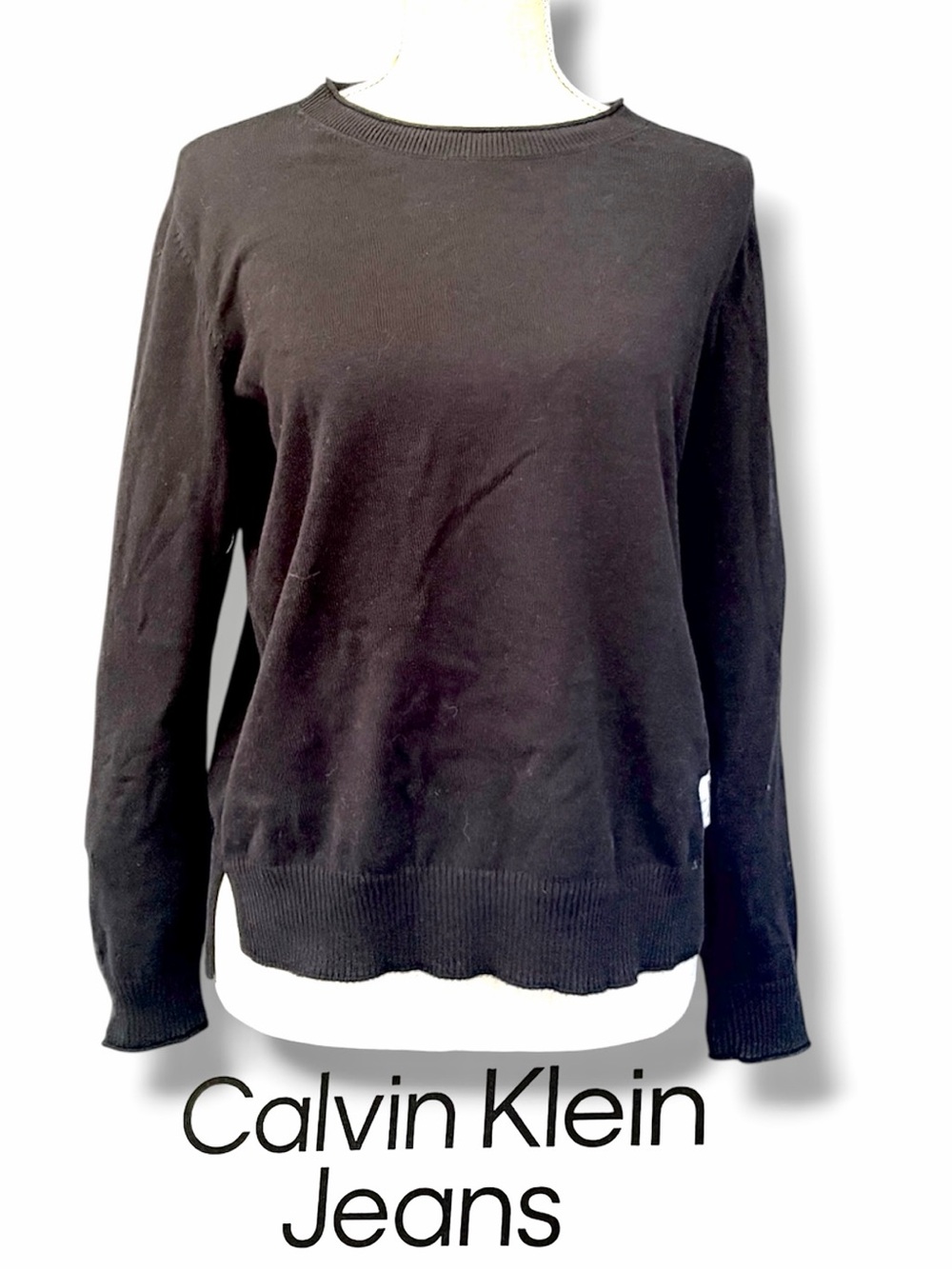 Calvin Klein Jeans Women’s Top Pullover Knit Long Sleeve Crewneck Small